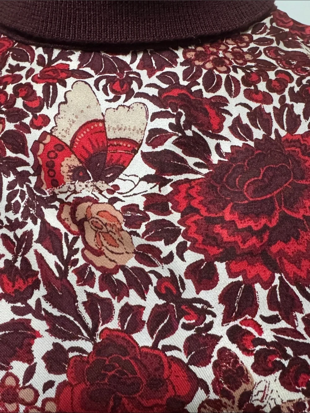 Tory Burch Red Floral Turtleneck Pullover Size Small